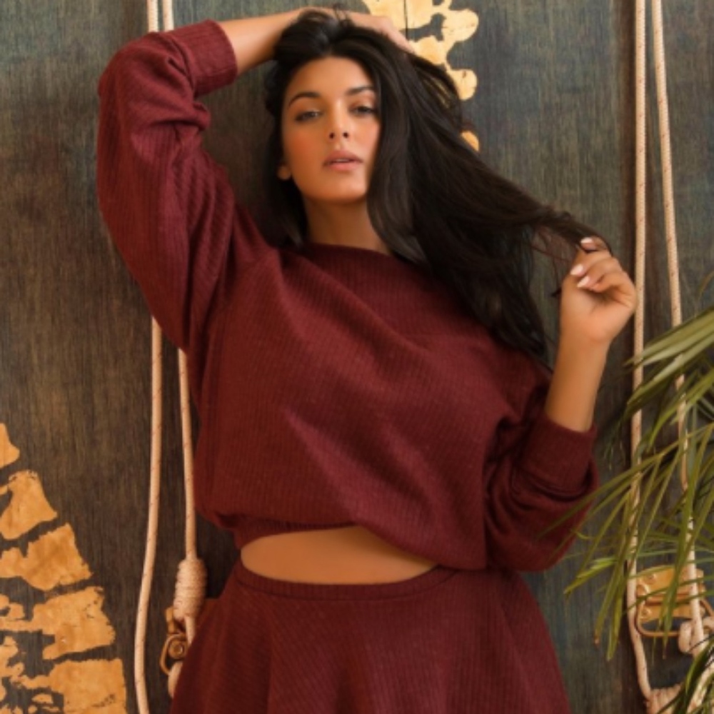Rue 107 Dominique top, XL, in the color Vino